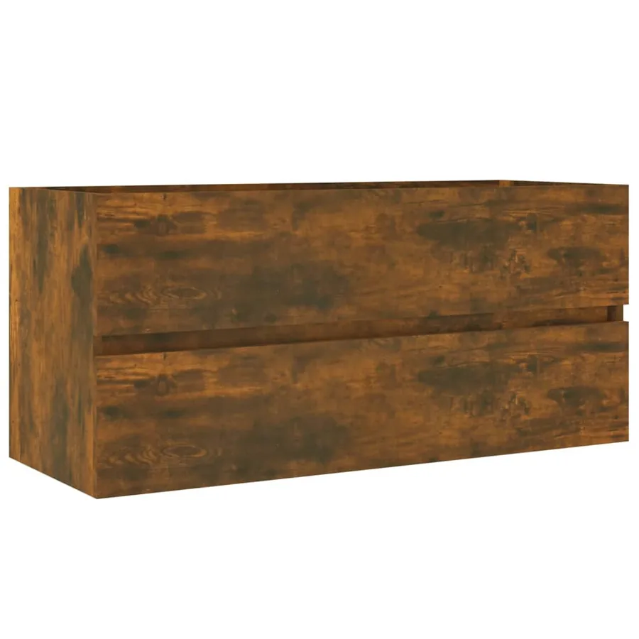 Armoire de lavabo Chêne fumé 100x38,5x45 cm Bois d'ingénierie - 2