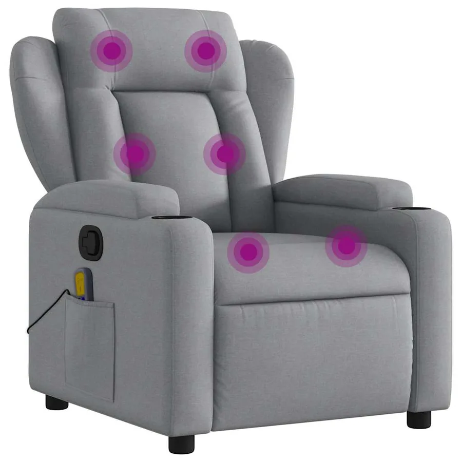 Fauteuil de massage inclinable gris clair tissu - 2