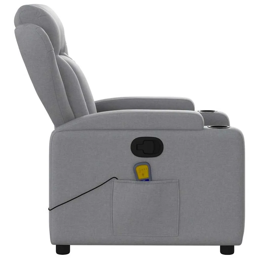 Fauteuil de massage inclinable gris clair tissu - 8