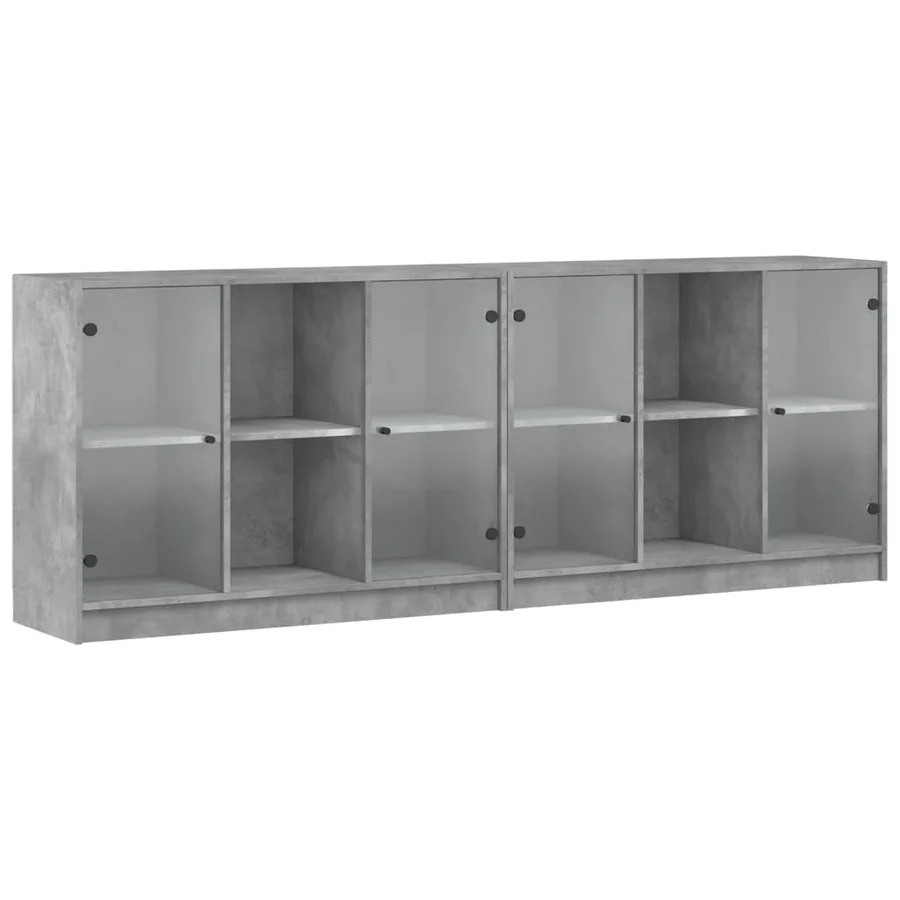 Bibliothèque avec portes gris béton 204x37x75 cm - 2