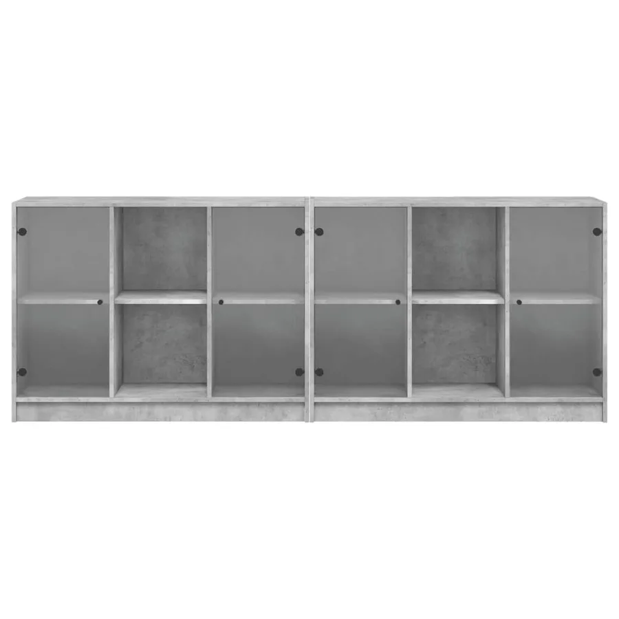 Bibliothèque avec portes gris béton 204x37x75 cm - 6