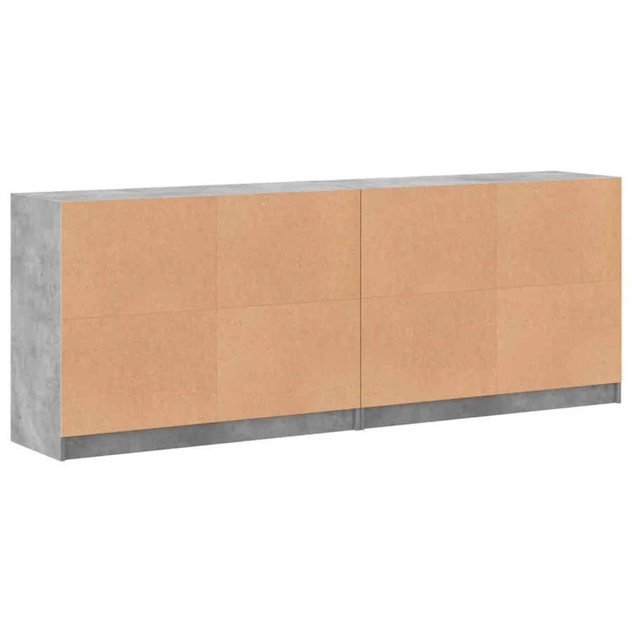 Bibliothèque avec portes gris béton 204x37x75 cm - 8