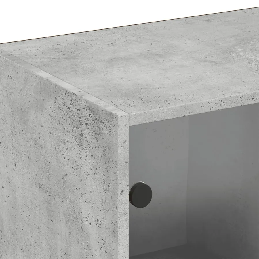 Bibliothèque avec portes gris béton 204x37x75 cm - 9