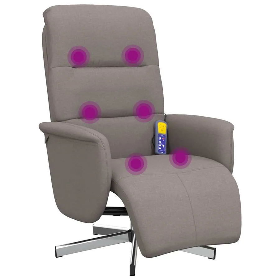 Fauteuil inclinable de massage avec repose-pieds taupe tissu - 2