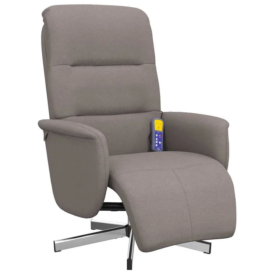Fauteuil inclinable de massage avec repose-pieds taupe tissu - 3