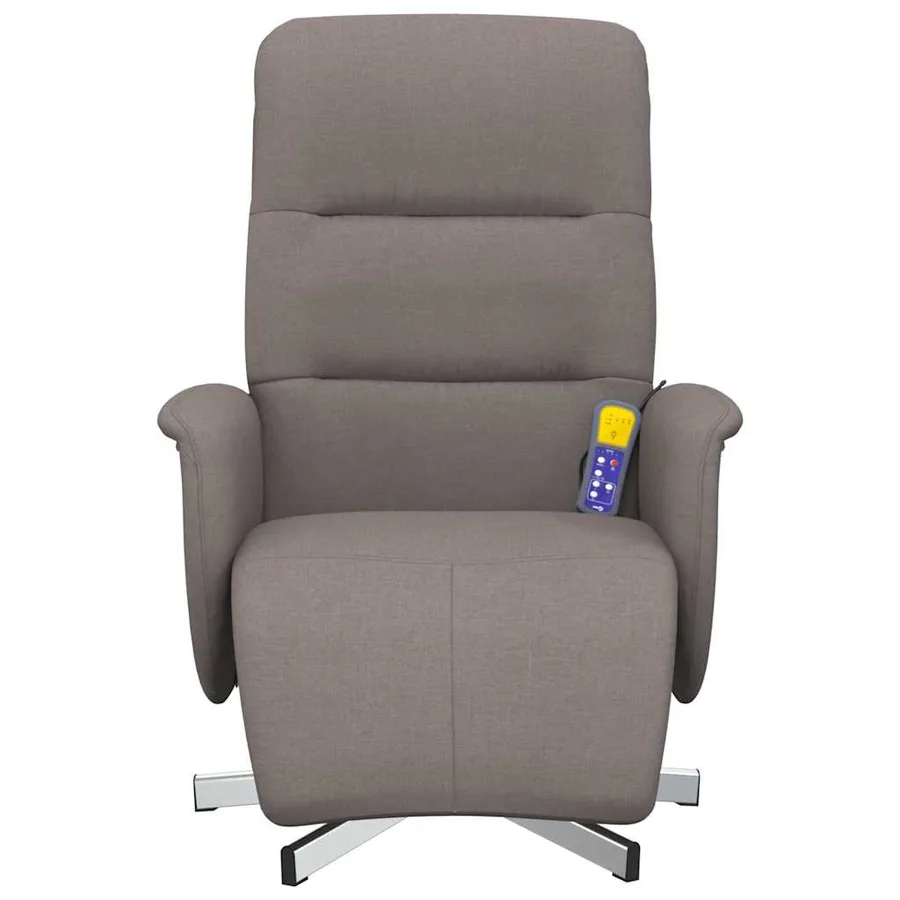 Fauteuil inclinable de massage avec repose-pieds taupe tissu - 4