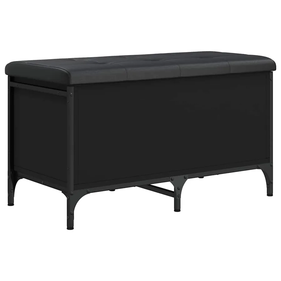 Banc de rangement noir 82x42x45 cm bois d'ingénierie - 2