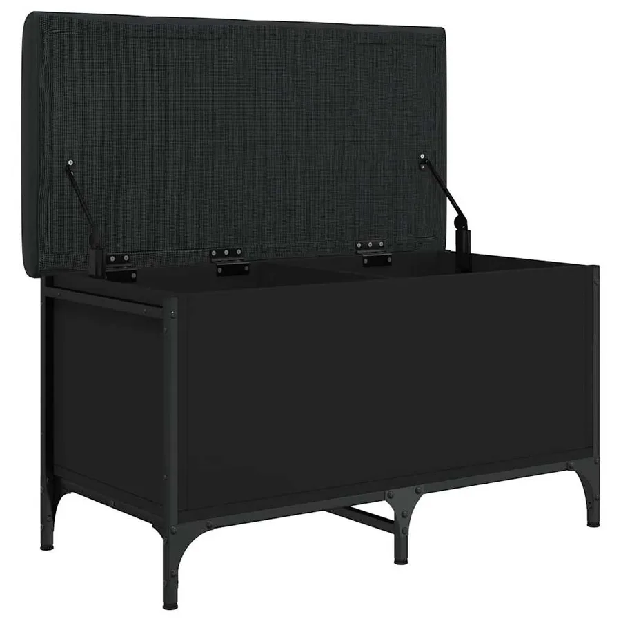 Banc de rangement noir 82x42x45 cm bois d'ingénierie - 5