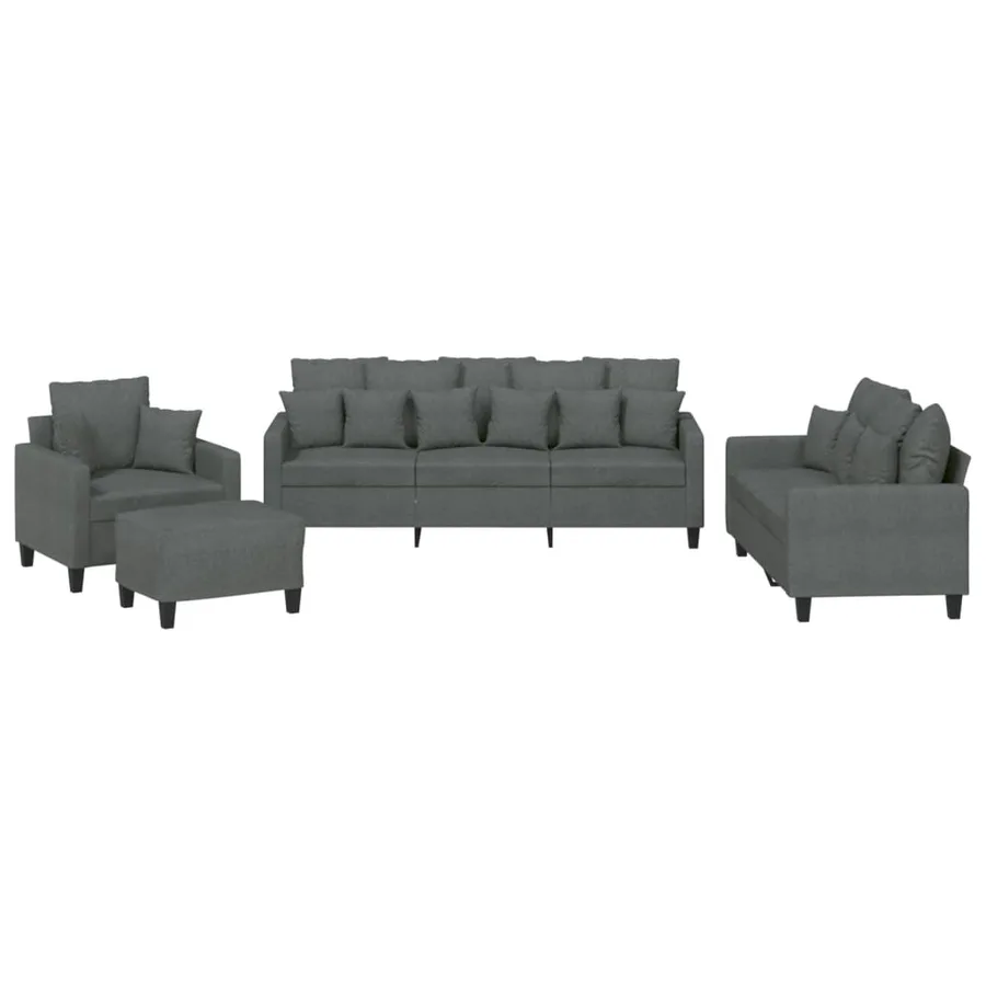 Ensemble de canapés 4 pcs coussins gris foncé tissu - 2