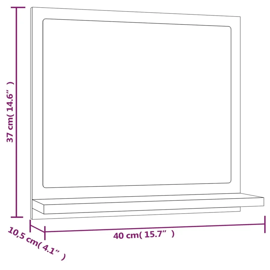 Miroir de bain Sonoma gris 40x10,5x37 cm Bois d'ingénierie - 8