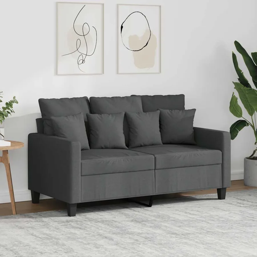Canapé à 2 places Gris foncé 120 cm Tissu