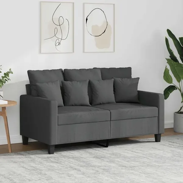 Canapé à 2 places Gris foncé 120 cm Tissu