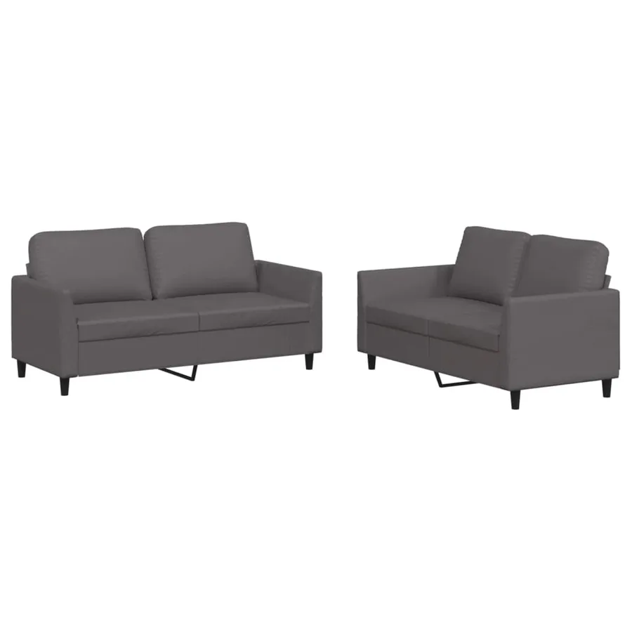 Ensemble de canapés 2 pcs avec coussins Gris Similicuir - 2