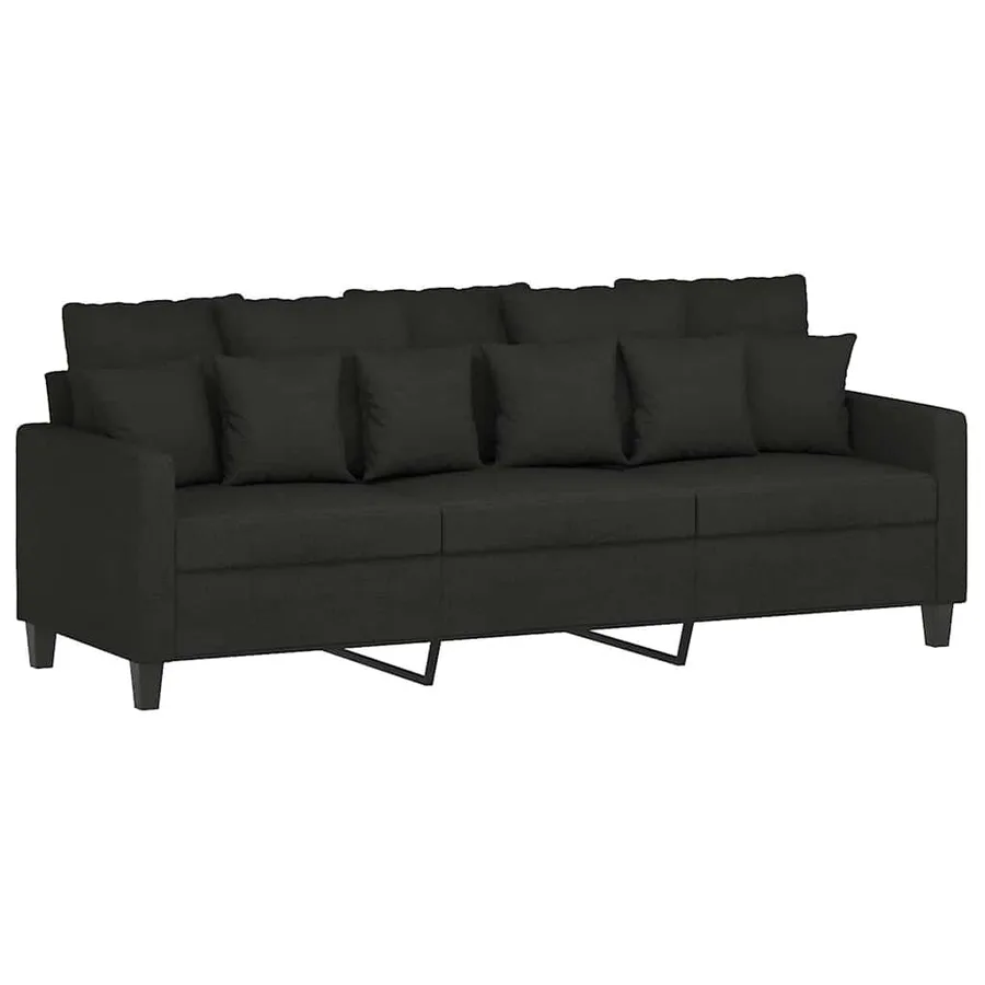 Ensemble de canapés 3 pcs avec coussins Noir Tissu - 4
