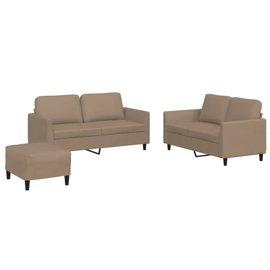 Ensemble de canapés 3 pcs avec coussins Cappuccino Similicuir - 2
