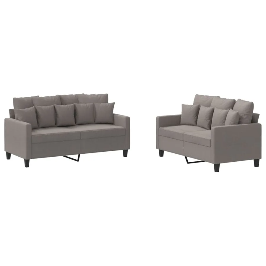 Ensemble de canapés 2 pcs avec coussins Taupe Tissu - 2