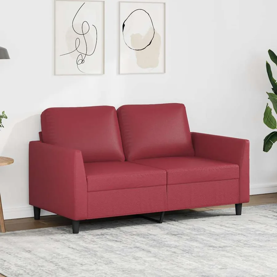 Canapé à 2 places Rouge bordeaux 120 cm Similicuir