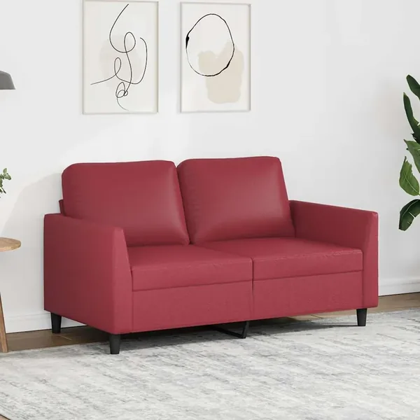 Canapé à 2 places Rouge bordeaux 120 cm Similicuir