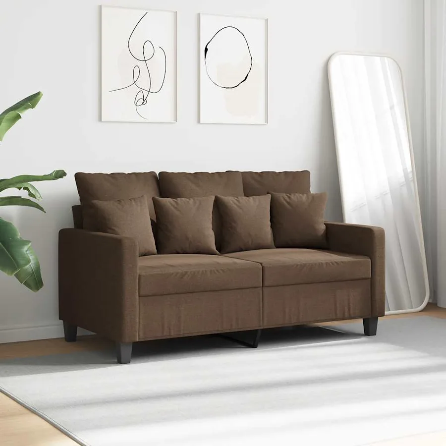 Canapé à 2 places Marron 120 cm Tissu - 3