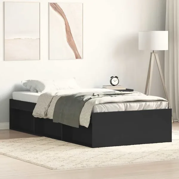 Cadre de lit sans matelas noir 100x200 cm