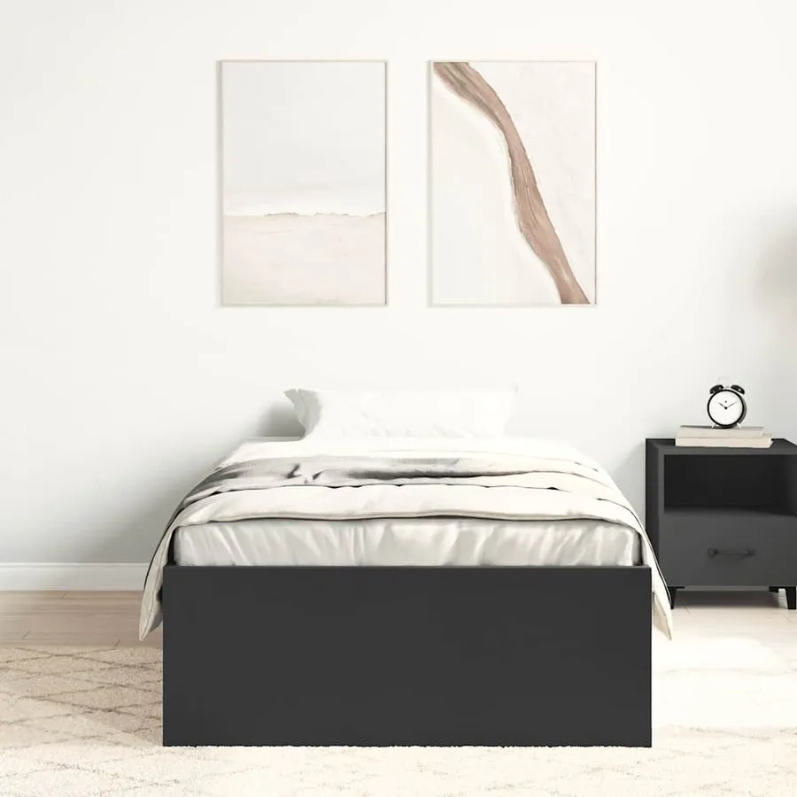 Cadre de lit sans matelas noir 100x200 cm - 3