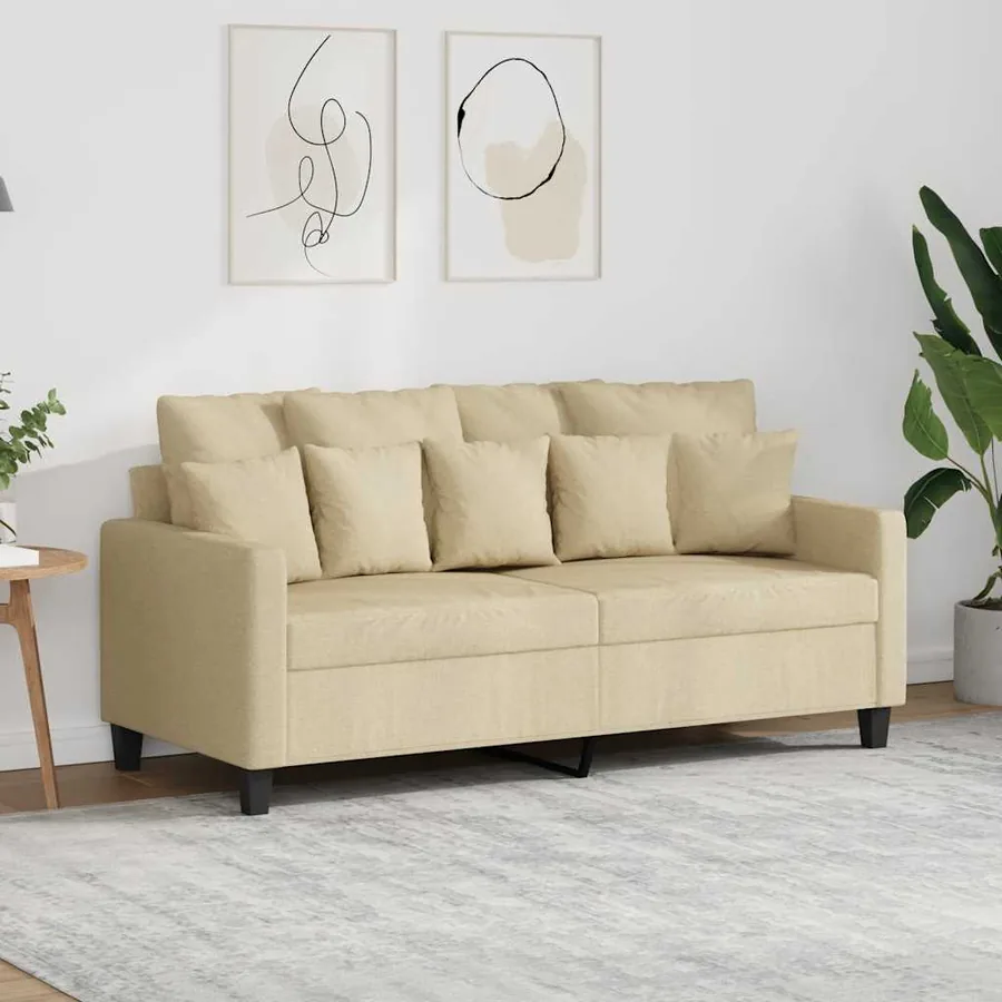 Canapé à 2 places Crème 140 cm Tissu