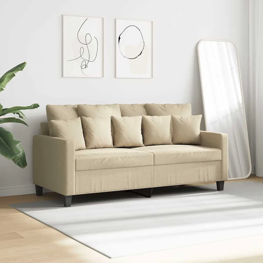 Canapé à 2 places Crème 140 cm Tissu - 3