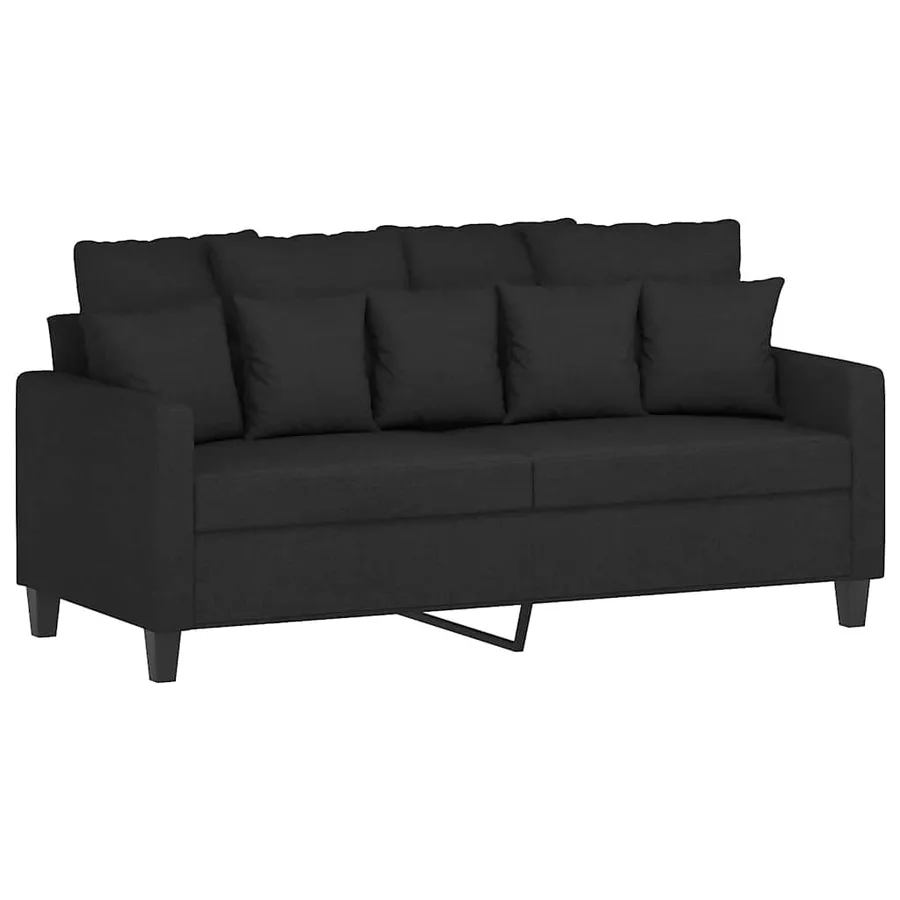 Ensemble de canapés 3 pcs avec coussins Noir Tissu - 4