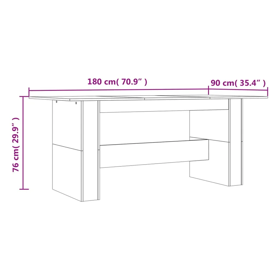 Table à dîner chêne fumé 180x90x76 cm bois d'ingénierie - 7