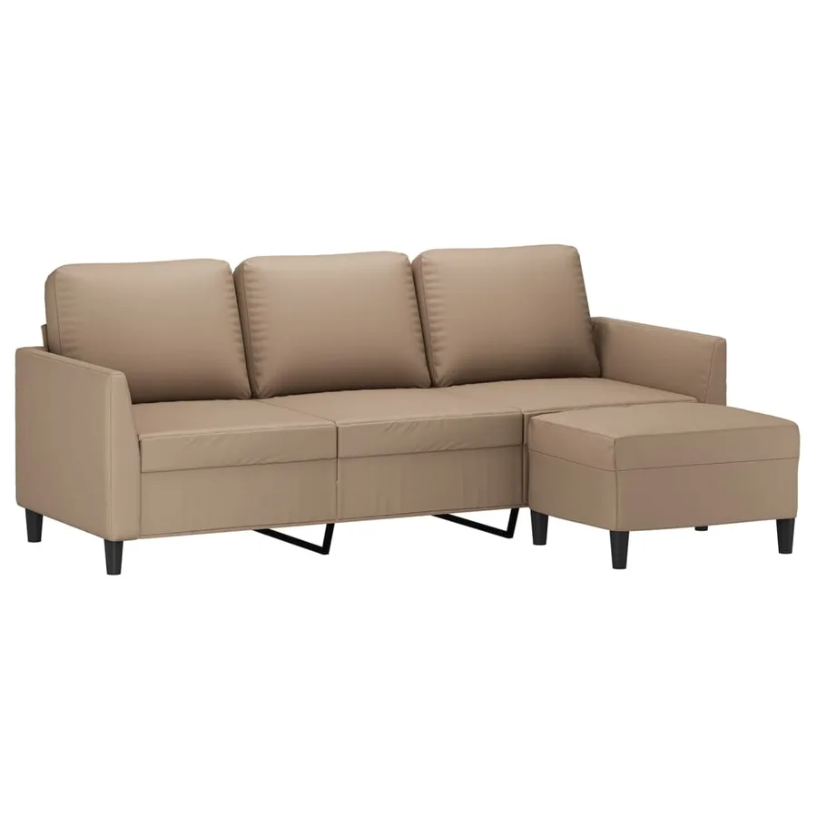 Canapé à 3 places avec repose-pieds Cappuccino 180cm Similicuir - 3