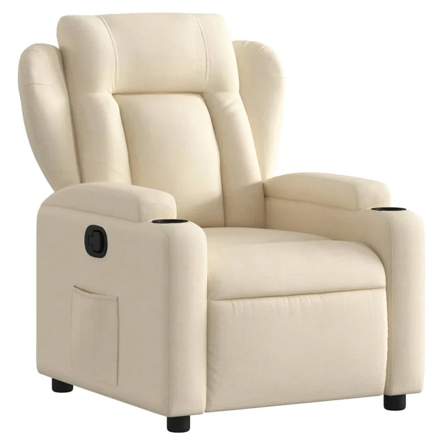 Fauteuil inclinable en tissu crème - 2