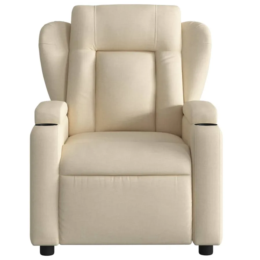 Fauteuil inclinable en tissu crème - 6