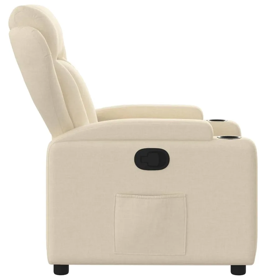 Fauteuil inclinable en tissu crème - 7