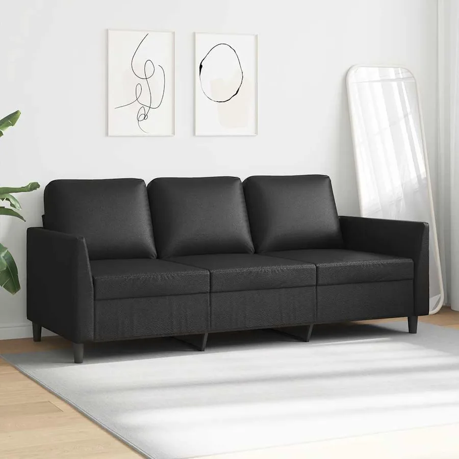 Canapé à 3 places Noir 180 cm Similicuir - 3