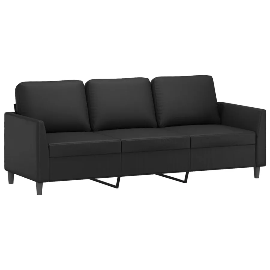 Ensemble de canapés 3 pcs avec coussins Noir Similicuir - 4