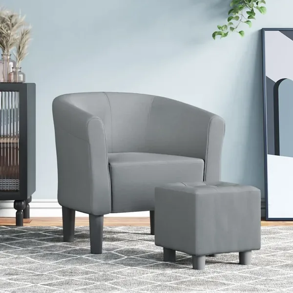Chaise cabriolet avec repose-pied gris clair tissu