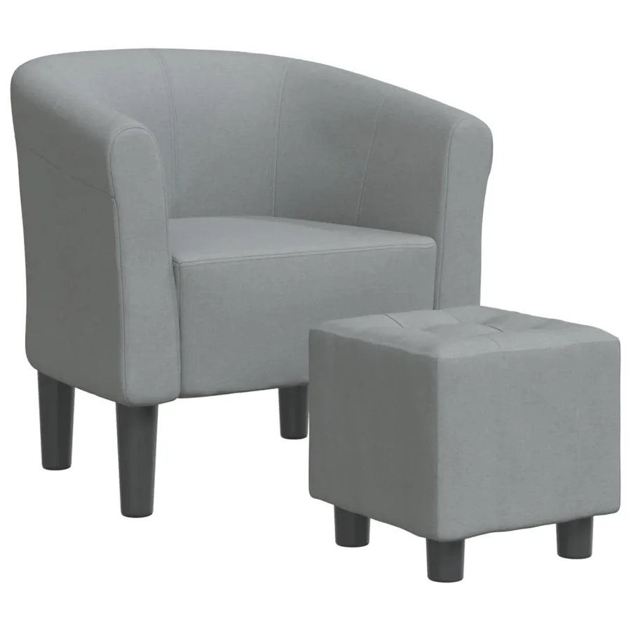Chaise cabriolet avec repose-pied gris clair tissu - 2