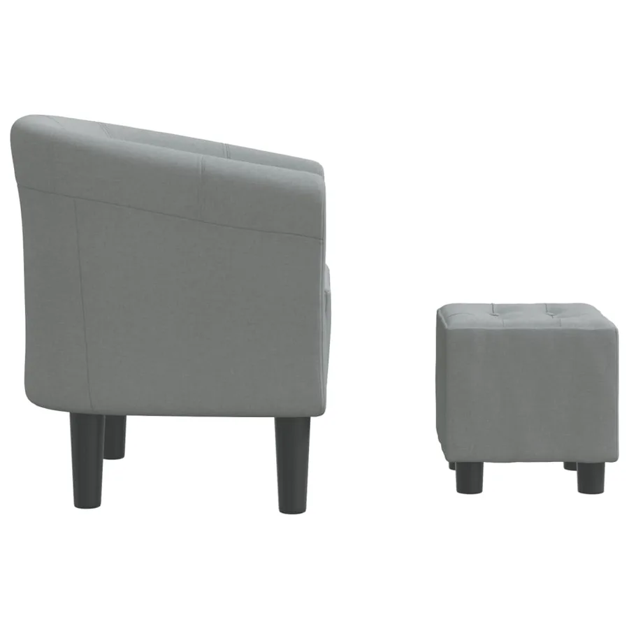 Chaise cabriolet avec repose-pied gris clair tissu - 4