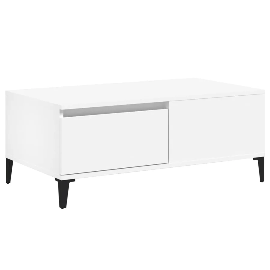 Table basse Blanc 90x50x36,5 cm Bois d'ingénierie - 2