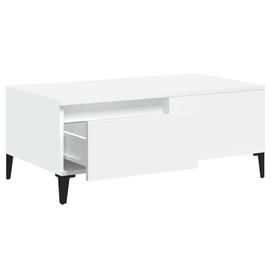 Table basse Blanc 90x50x36,5 cm Bois d'ingénierie - 7