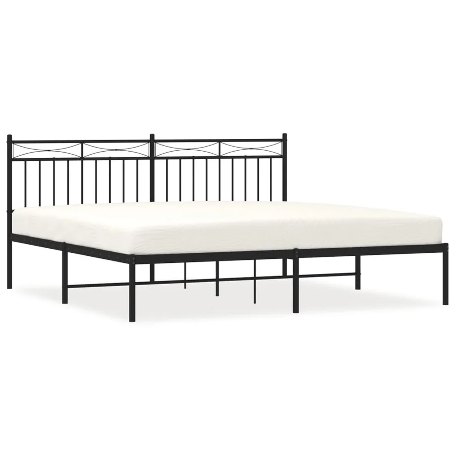 Cadre de lit métal sans matelas et tête de lit noir 180x200 cm - 2