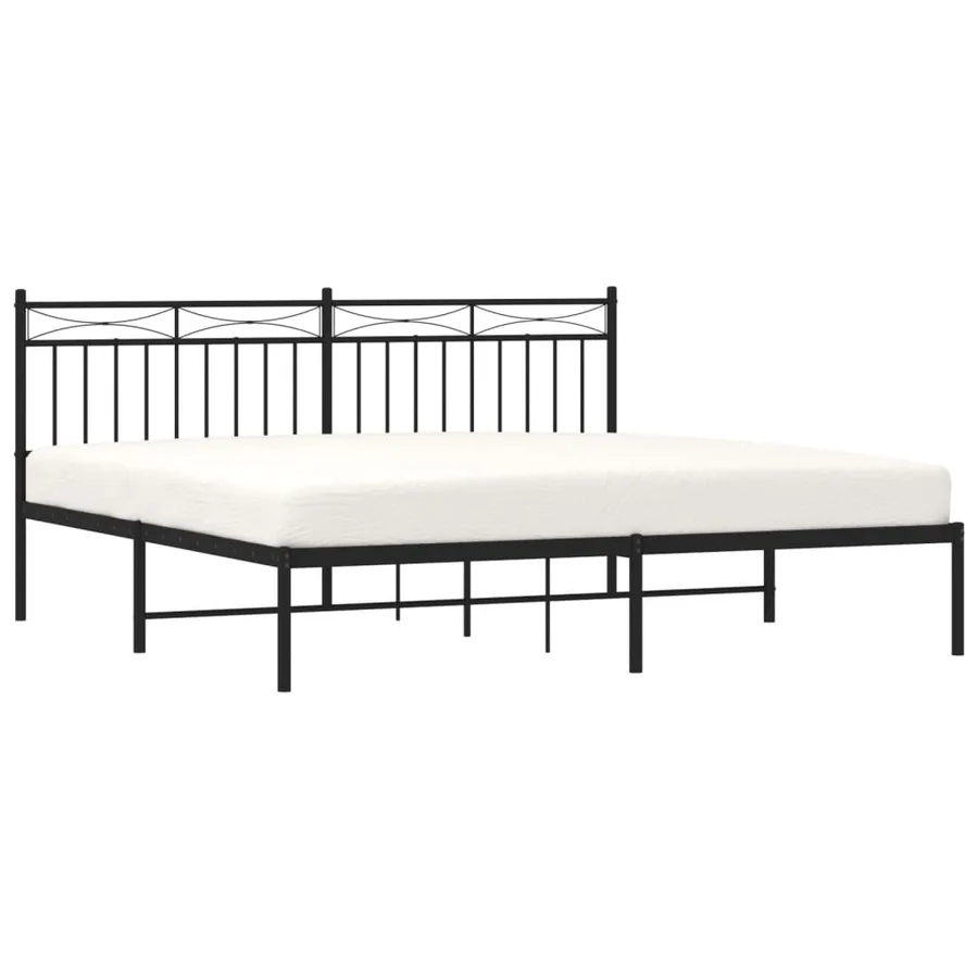Cadre de lit métal sans matelas et tête de lit noir 180x200 cm - 3