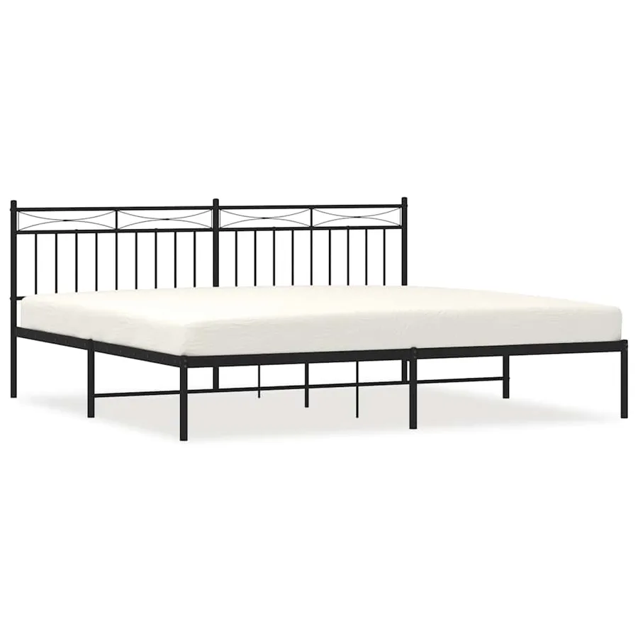 Cadre de lit métal sans matelas avec tête de lit noir 193x203cm - 2