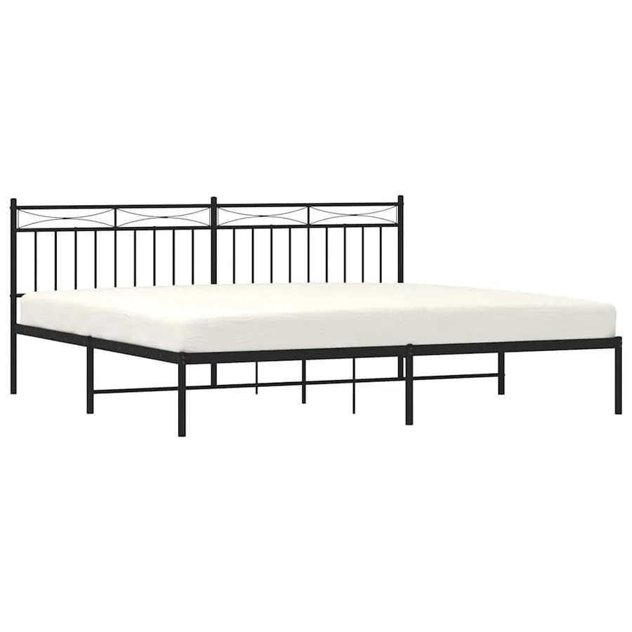 Cadre de lit métal sans matelas avec tête de lit noir 193x203cm - 4