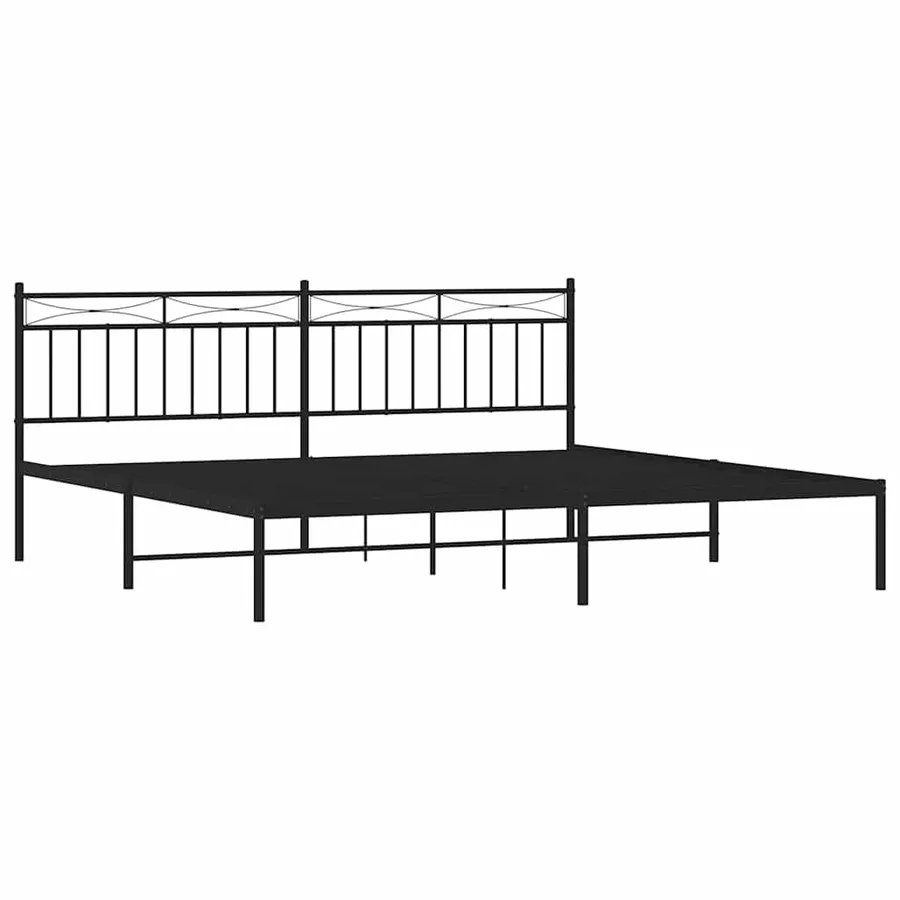 Cadre de lit métal sans matelas avec tête de lit noir 193x203cm - 5