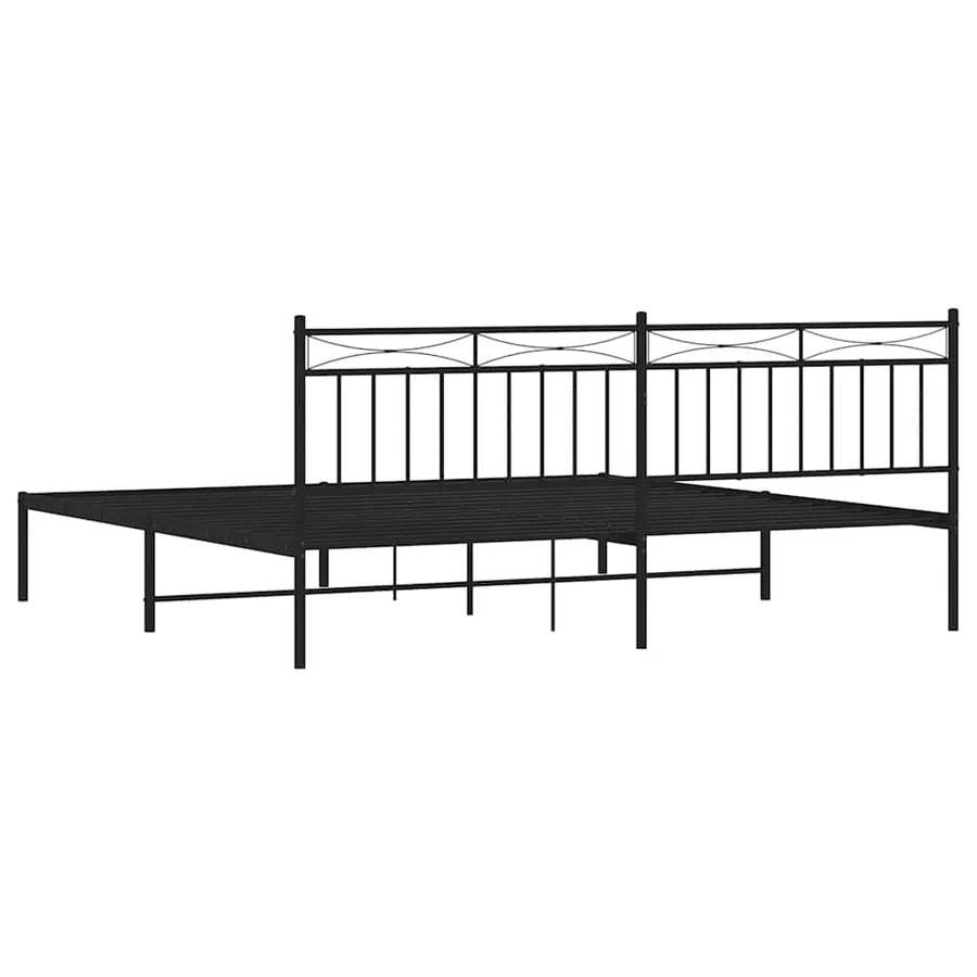 Cadre de lit métal sans matelas avec tête de lit noir 193x203cm - 8
