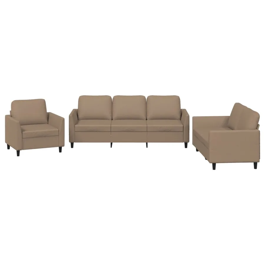 Ensemble de canapés 3 pcs avec coussins Cappuccino Similicuir - 2