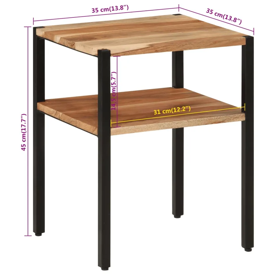 Table d’appoint 35x35x45 cm bois massif d'acacia et fer - 7