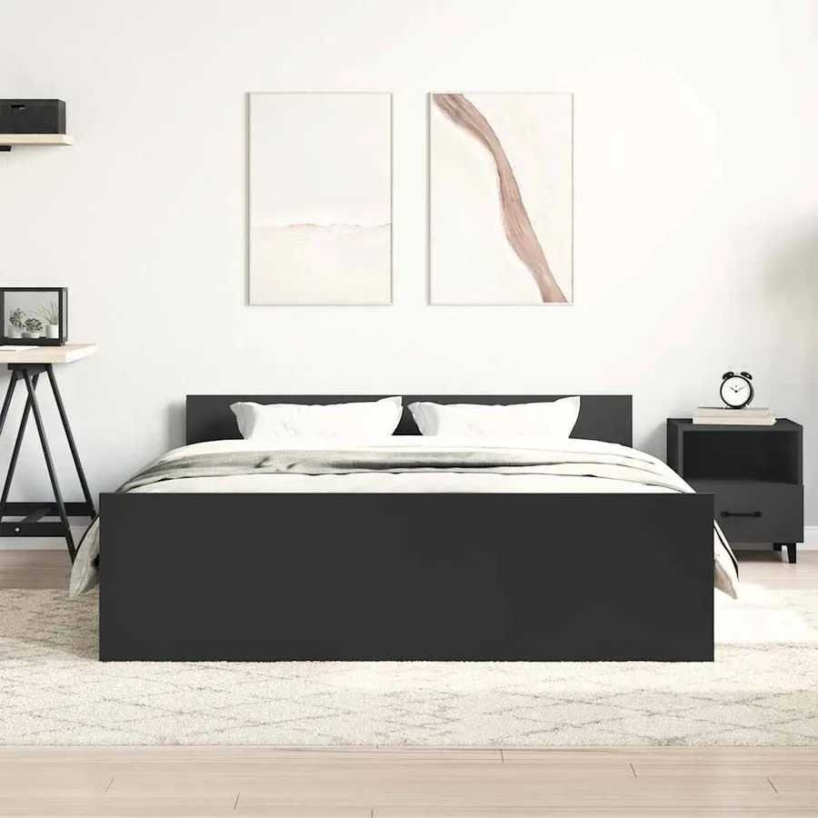 Cadre de lit sans matelas noir 140x190 cm - 3