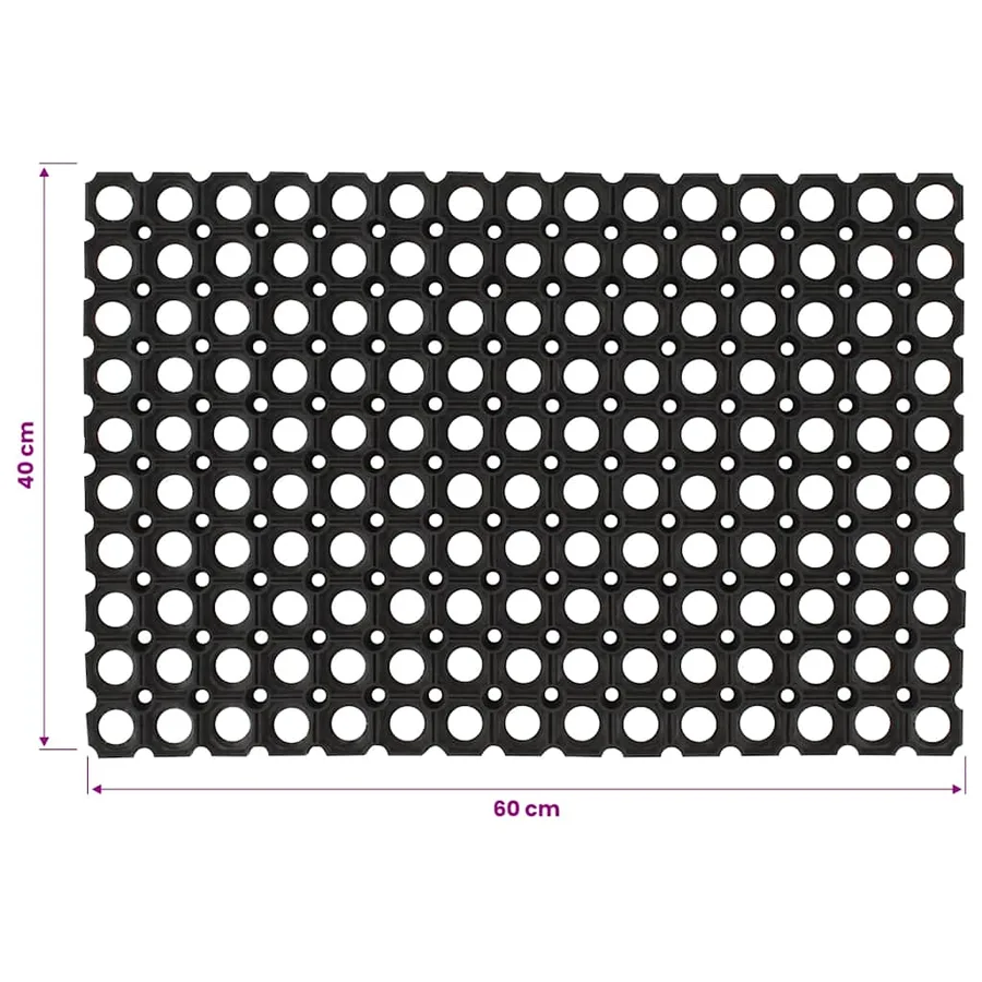 Paillasson rectangulaire 40x60 cm caoutchouc - 6